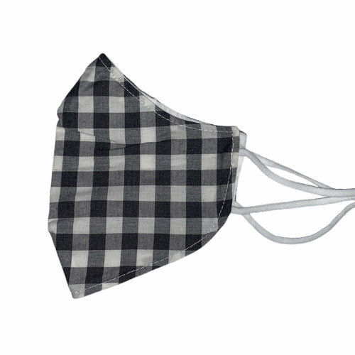 Cotton Face Mask : Black and White Tartan
